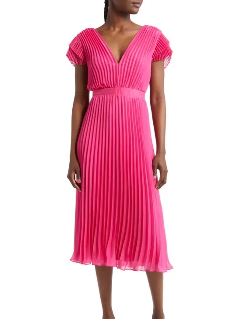 Adelyn Rae Daisy Pleated Tie Back Midi Dress